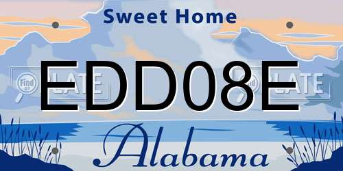 EDD08E Alabama License Plate