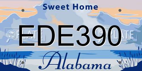EDE390 Alabama License Plate