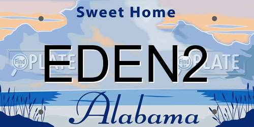 EDEN2 Alabama License Plate