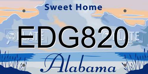 EDG820 Alabama License Plate
