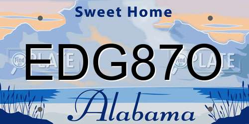 EDG87O Alabama License Plate