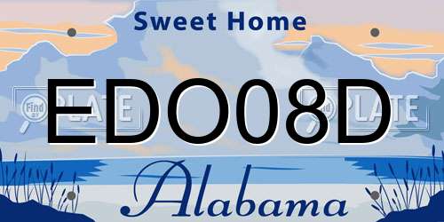 EDO08D Alabama License Plate
