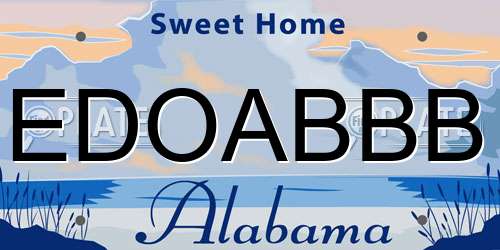 EDOABBB Alabama License Plate