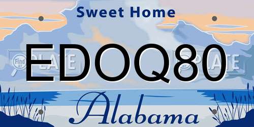 EDOQ80 Alabama License Plate