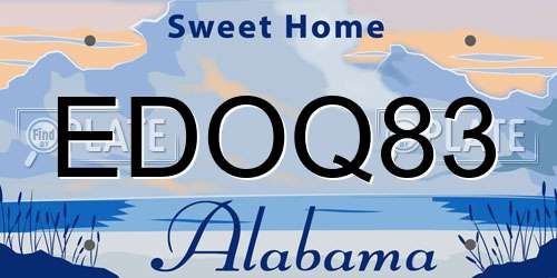 EDOQ83 Alabama License Plate