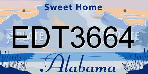 EDT3664 Alabama License Plate