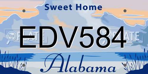 EDV584 Alabama License Plate