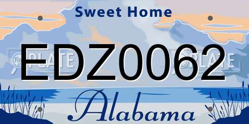 EDZ0062 Alabama License Plate