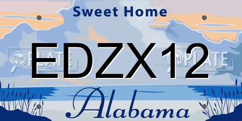 EDZX12 Alabama License Plate