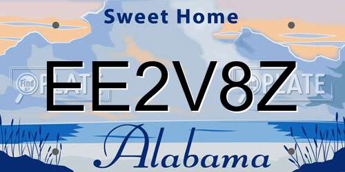 EE2V8Z Alabama License Plate