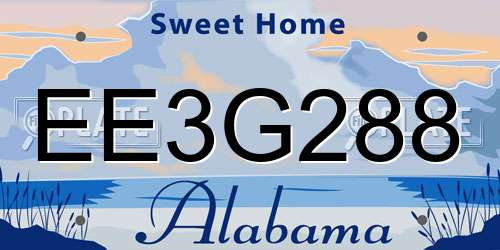 EE3G288 Alabama License Plate