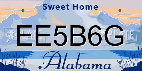 EE5B6G Alabama License Plate