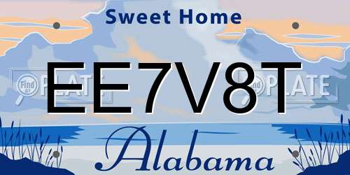 EE7V8T Alabama License Plate