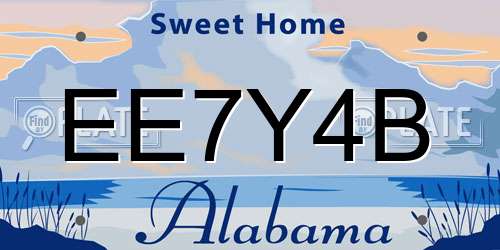 EE7Y4B Alabama License Plate