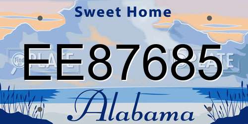 EE87685 Alabama License Plate