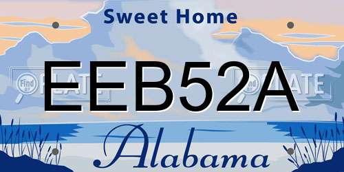 EEB52A Alabama License Plate