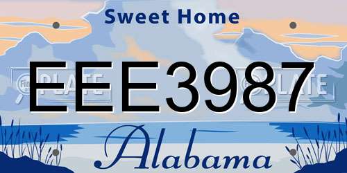 EEE3987 Alabama License Plate
