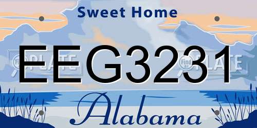 EEG3231 Alabama License Plate