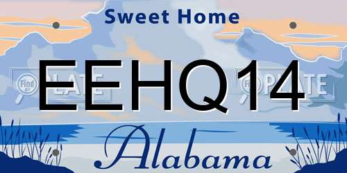 EEHQ14 Alabama License Plate