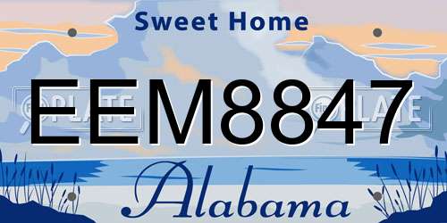 EEM8847 Alabama License Plate