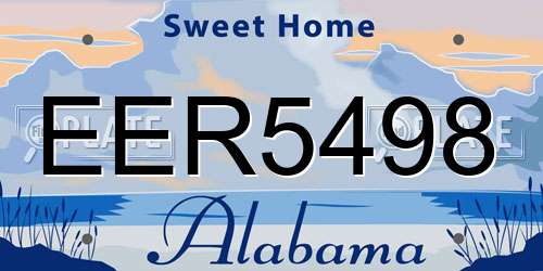EER5498 Alabama License Plate