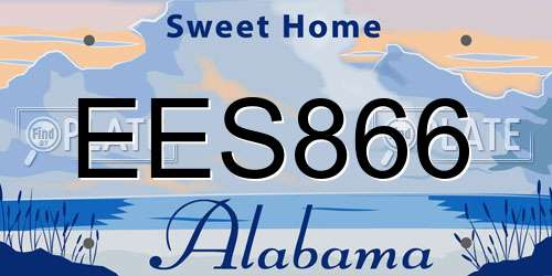 EES866 Alabama License Plate
