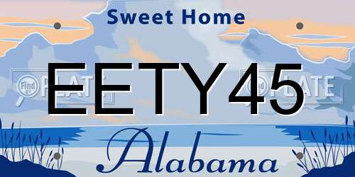 EETY45 Alabama License Plate