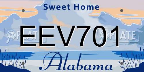 EEV701 Alabama License Plate