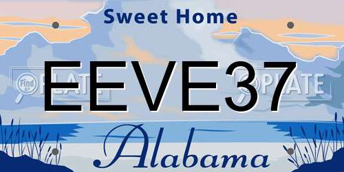 EEVE37 Alabama License Plate