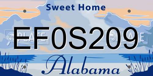 EF0S209 Alabama License Plate