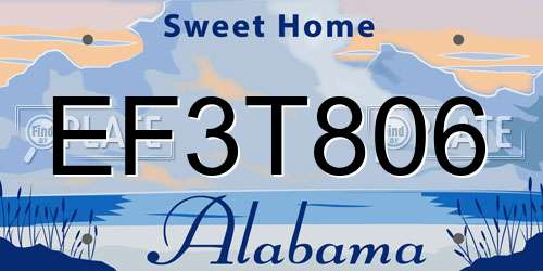 EF3T806 Alabama License Plate