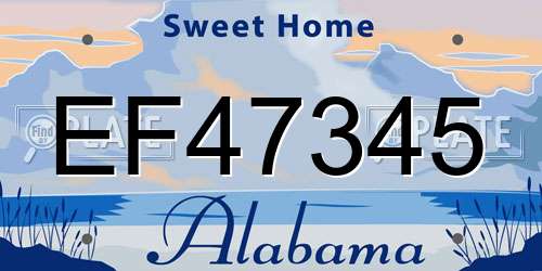 EF47345 Alabama License Plate