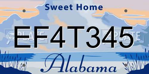 EF4T345 Alabama License Plate