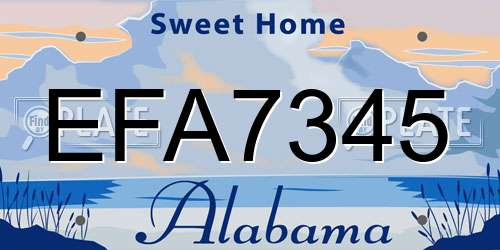 EFA7345 Alabama License Plate