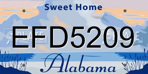 EFD5209 Alabama License Plate