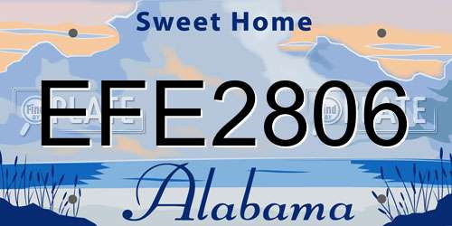EFE2806 Alabama License Plate