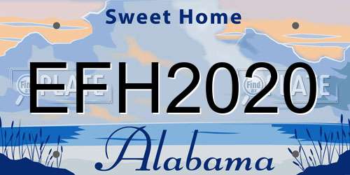 EFH2020 Alabama License Plate