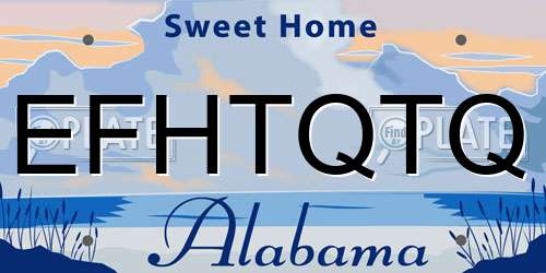 EFHTQTQ Alabama License Plate