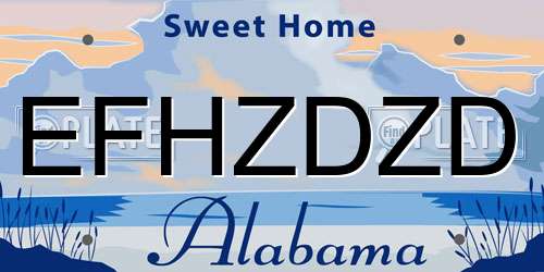 EFHZDZD Alabama License Plate