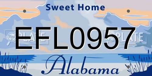 EFL0957 Alabama License Plate