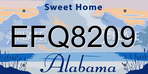 EFQ8209 Alabama License Plate