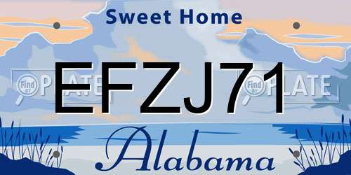 EFZJ71 Alabama License Plate