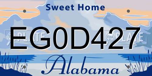 EG0D427 Alabama License Plate