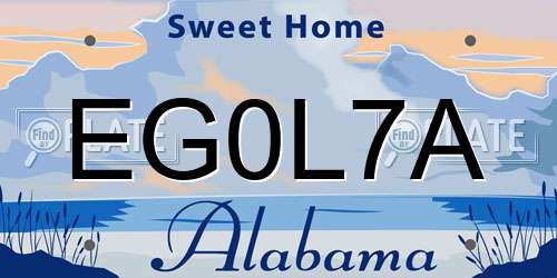 EG0L7A Alabama License Plate