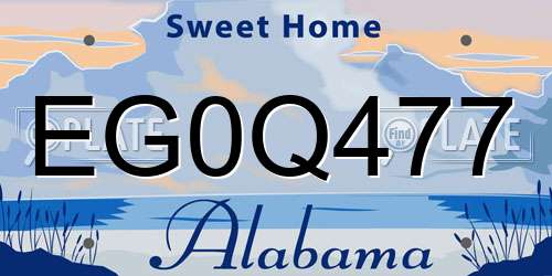EG0Q477 Alabama License Plate