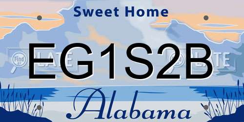 EG1S2B Alabama License Plate
