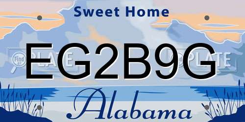 EG2B9G Alabama License Plate