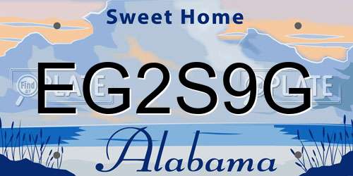 EG2S9G Alabama License Plate