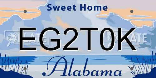 EG2T0K Alabama License Plate