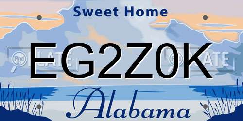 EG2Z0K Alabama License Plate